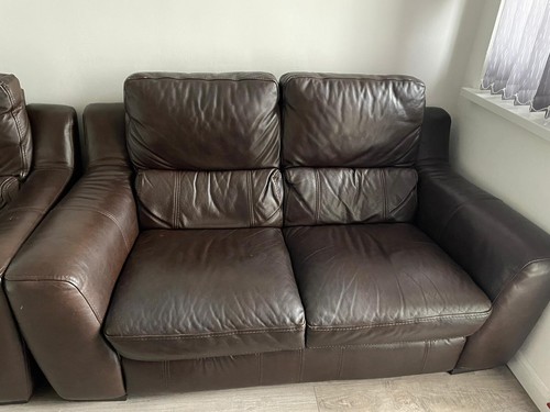 Twin brown leather - brown, couch