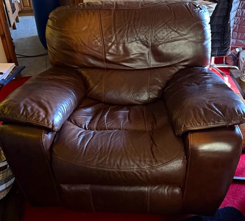 Genuine leather reclining sofa - leather,