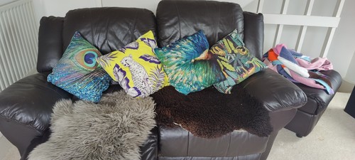 Brown leather reclining - 2, 2
