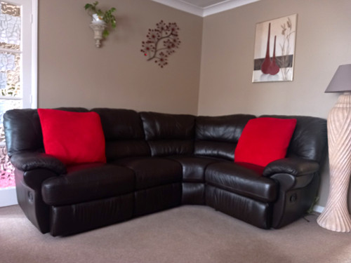 Brown leather corner - brown, recliner