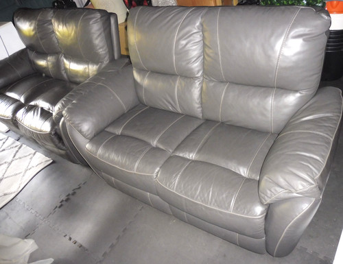 Two twin seater leather sofas - twin,